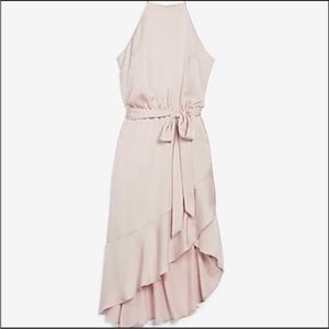 Express high neck light pink wrap dress size small never worn.